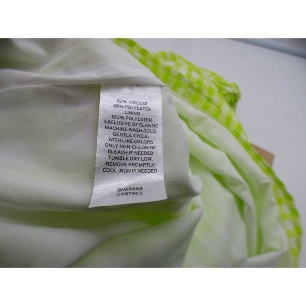 Halogen Puff Sleeve Midi Dress, Lime Green/ White, M - Picture 8 of 11